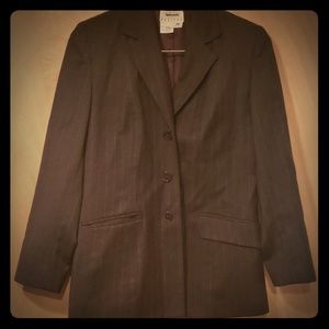Brown Talbots suit jacket wool pinstriped